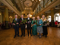 Ansiomerkin saaneet Olavi Koivu, Leo Mäkinen, Jorma Söderholm, Raija Kärpijoki, Maija Kankainen ja Hilkka Rajala.