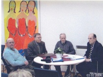 Avoimet ovet 3.2.2004. Kuvassa Jorma Söderholm, Leo Mäkinen, Olavi Koivu ja Jakob Söderman